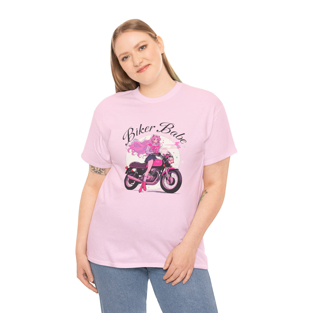 BIKER BABY Anime Tee – Pink Rebel Motorcycle Girl
